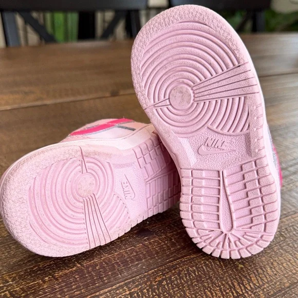 Nike Dunk Kids Light Pink and Hot Pink Sneakers - Picture 3 of 4